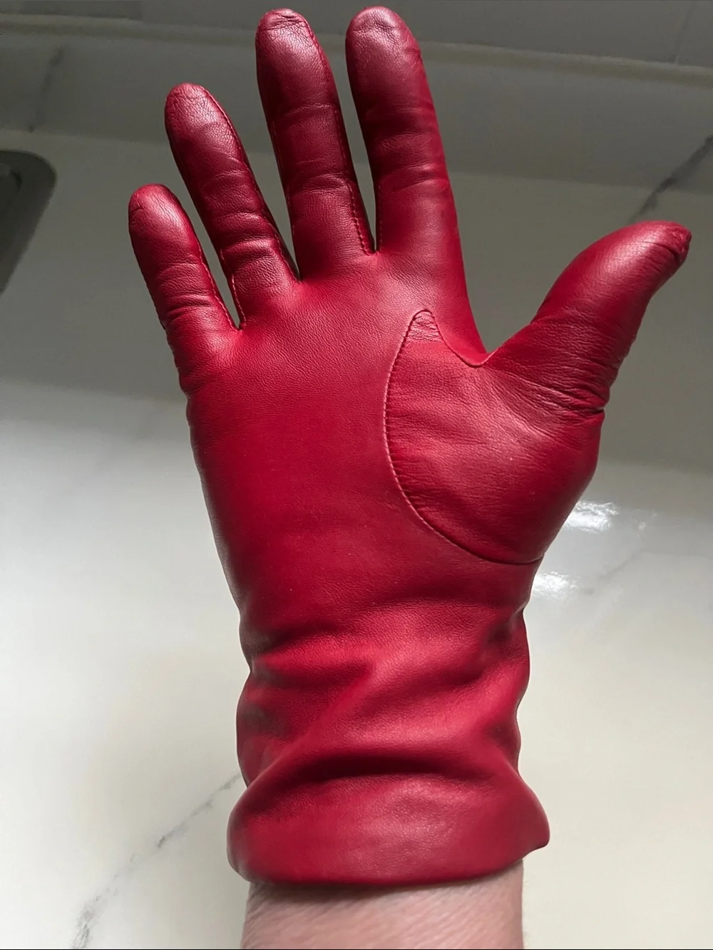 Lord & Taylor Red Leather Gloves